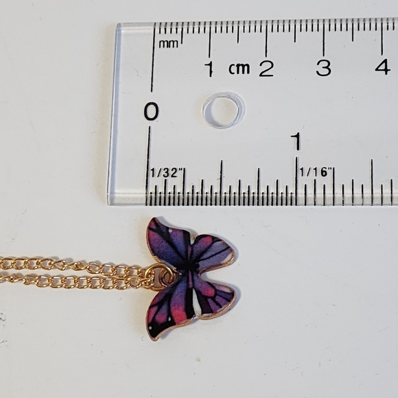 Gold Tone Butterfly Pendant Necklace - Picture 10 of 13